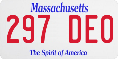 MA license plate 297DE0