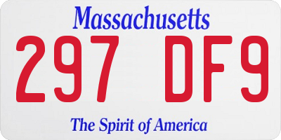 MA license plate 297DF9