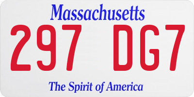 MA license plate 297DG7