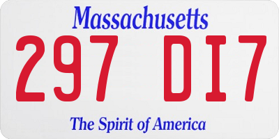 MA license plate 297DI7