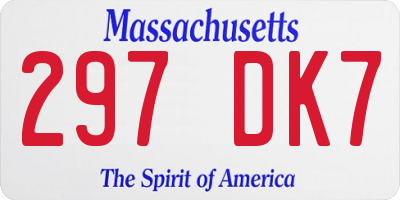 MA license plate 297DK7