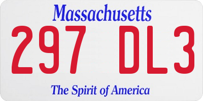 MA license plate 297DL3