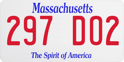 MA license plate 297DO2