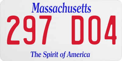 MA license plate 297DO4