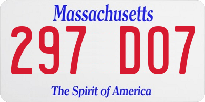 MA license plate 297DO7