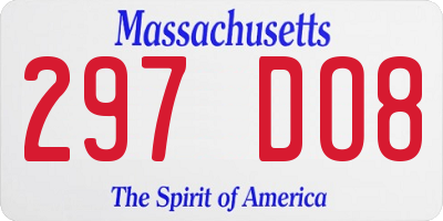 MA license plate 297DO8