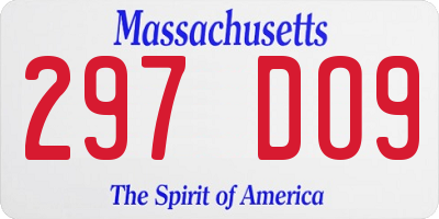 MA license plate 297DO9
