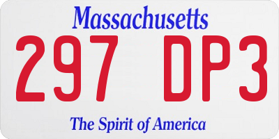 MA license plate 297DP3