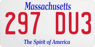 MA license plate 297DU3