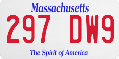 MA license plate 297DW9
