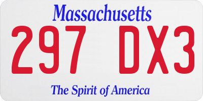MA license plate 297DX3