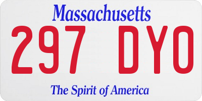MA license plate 297DY0