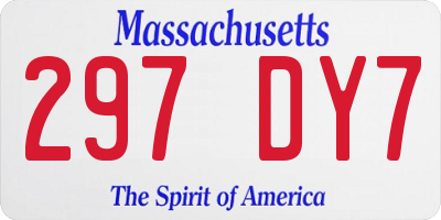 MA license plate 297DY7