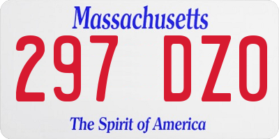 MA license plate 297DZ0