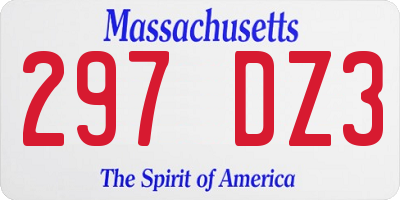 MA license plate 297DZ3