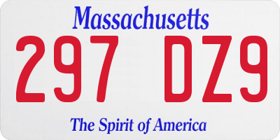 MA license plate 297DZ9