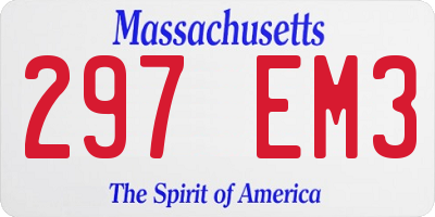 MA license plate 297EM3