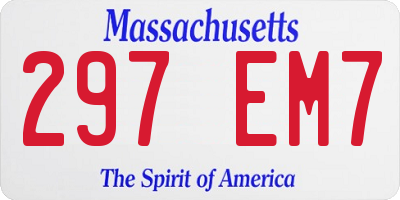 MA license plate 297EM7