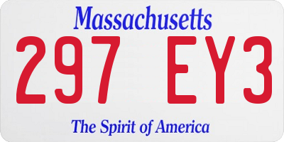 MA license plate 297EY3