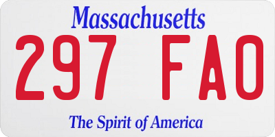 MA license plate 297FA0