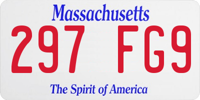 MA license plate 297FG9