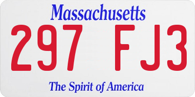 MA license plate 297FJ3