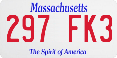 MA license plate 297FK3