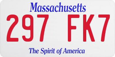MA license plate 297FK7