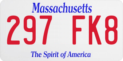 MA license plate 297FK8