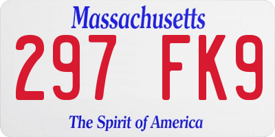 MA license plate 297FK9