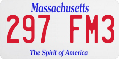 MA license plate 297FM3
