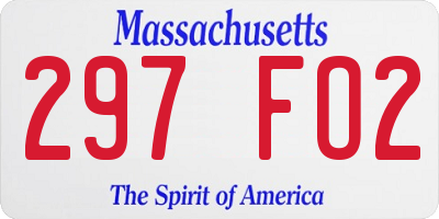 MA license plate 297FO2