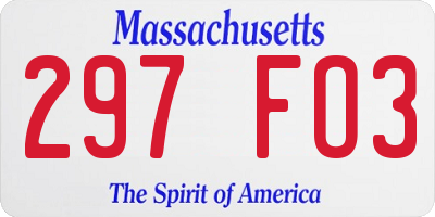 MA license plate 297FO3