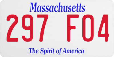 MA license plate 297FO4
