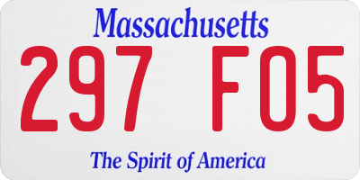 MA license plate 297FO5