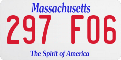 MA license plate 297FO6
