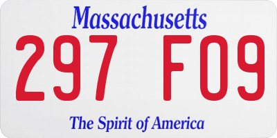 MA license plate 297FO9
