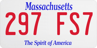 MA license plate 297FS7