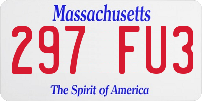 MA license plate 297FU3