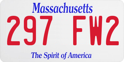 MA license plate 297FW2