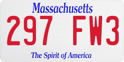 MA license plate 297FW3