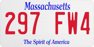 MA license plate 297FW4
