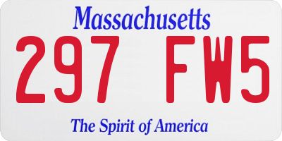 MA license plate 297FW5