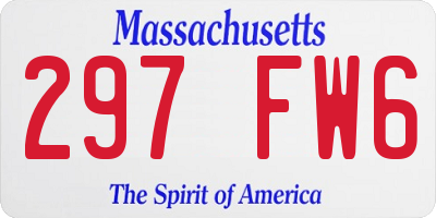 MA license plate 297FW6