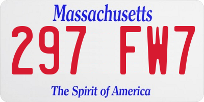 MA license plate 297FW7