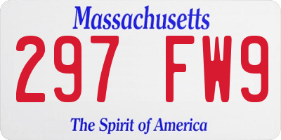 MA license plate 297FW9