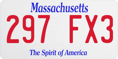MA license plate 297FX3