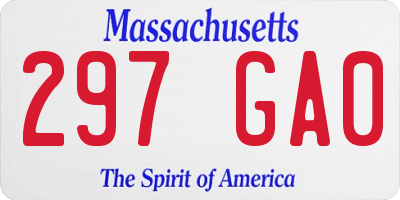 MA license plate 297GA0