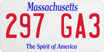 MA license plate 297GA3