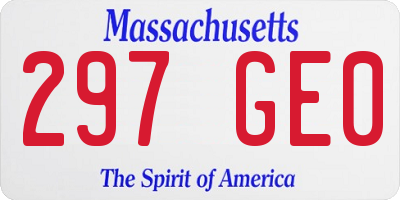 MA license plate 297GE0